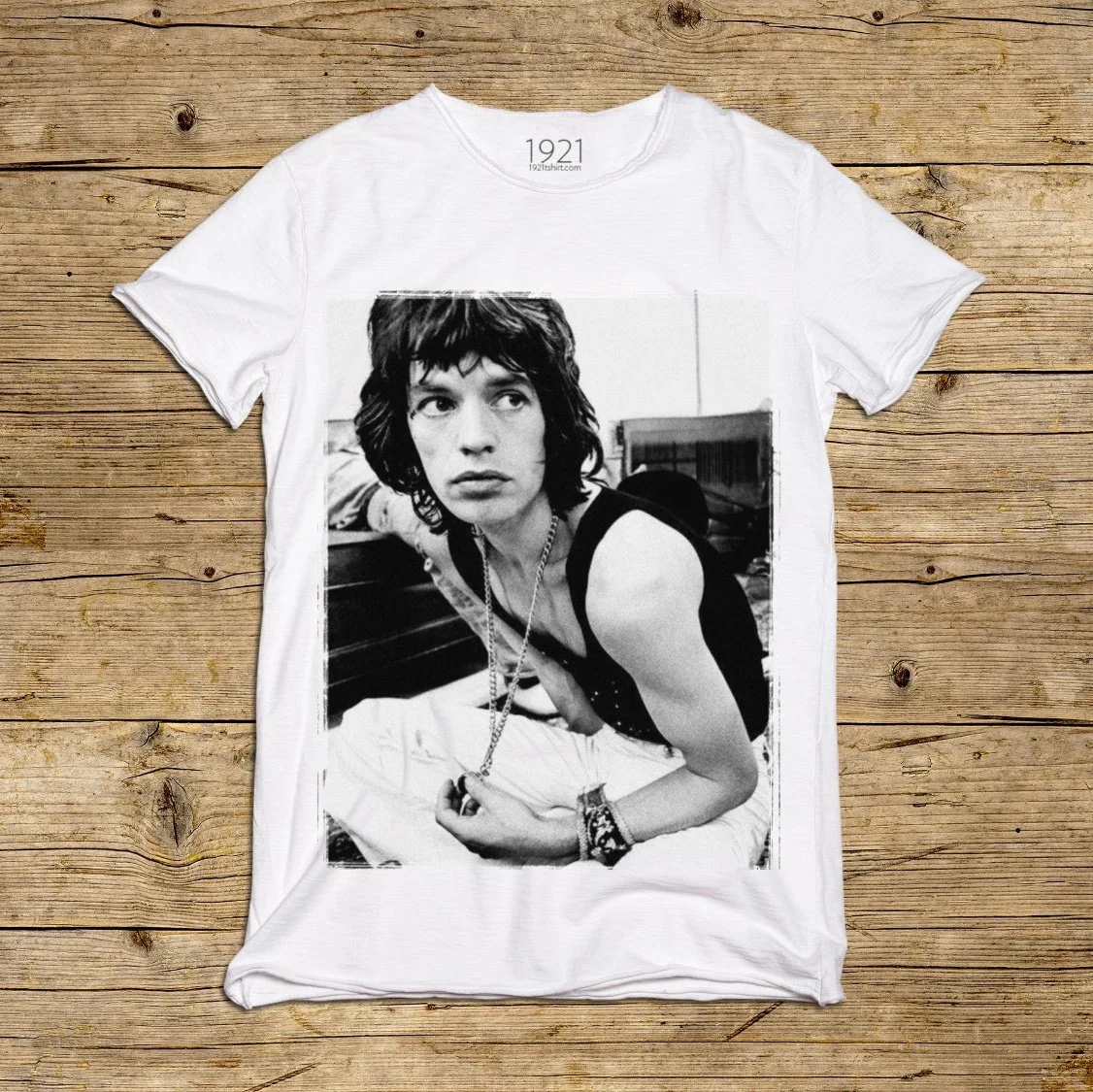 Mick Jagger Top schwarz Halskette, Gr: M