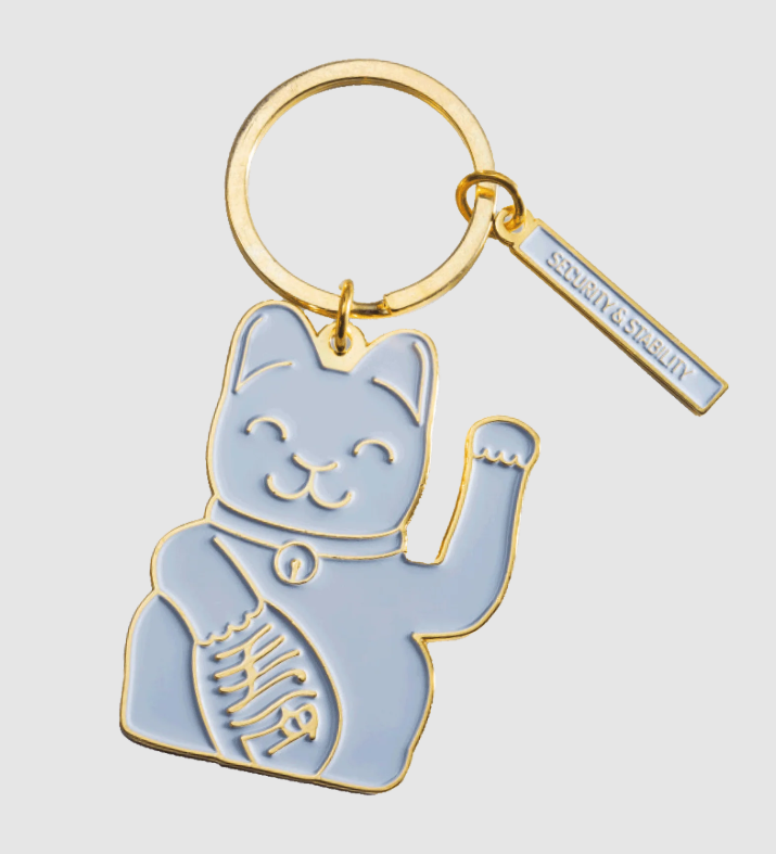 Lucky Cat Schlüsselanhänger, grau