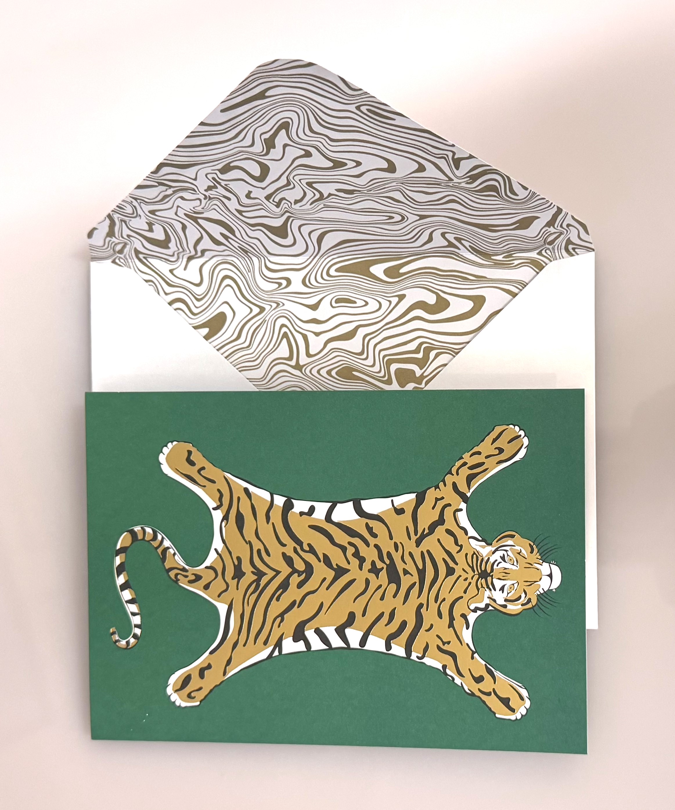 Tiger Karte mit Tiger grün/ gold