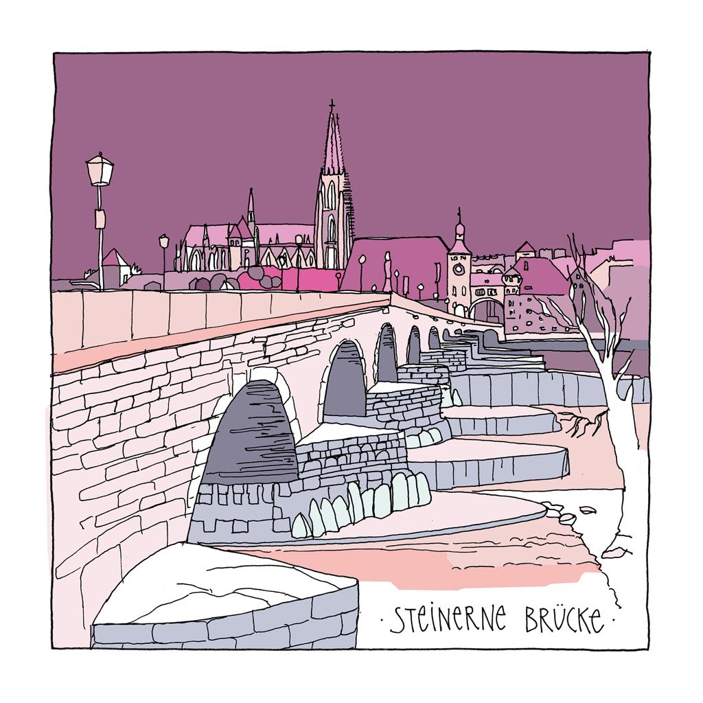 Steinerne Brücke KUNSTDRUCK auf Alu-Dibond limitiert