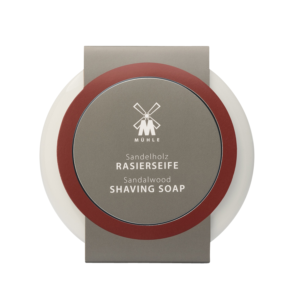 Rasierseife Sandelholz im Porzellanschälchen