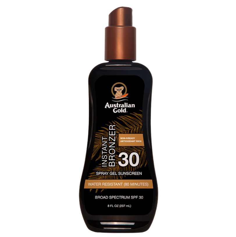 SPF 30 Spray Gel Sonnencreme mit Instant Bronzer