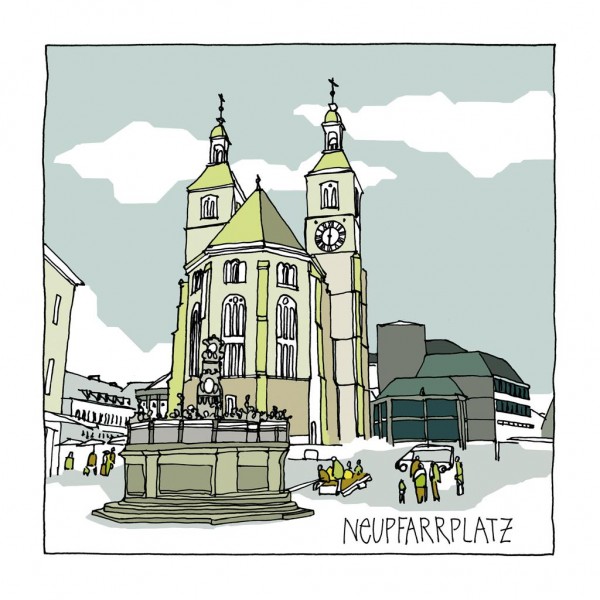 Neupfarrplatz Regensburg Postkarte quadratisch